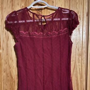 Free People Red Lace Blouse, Size XS
